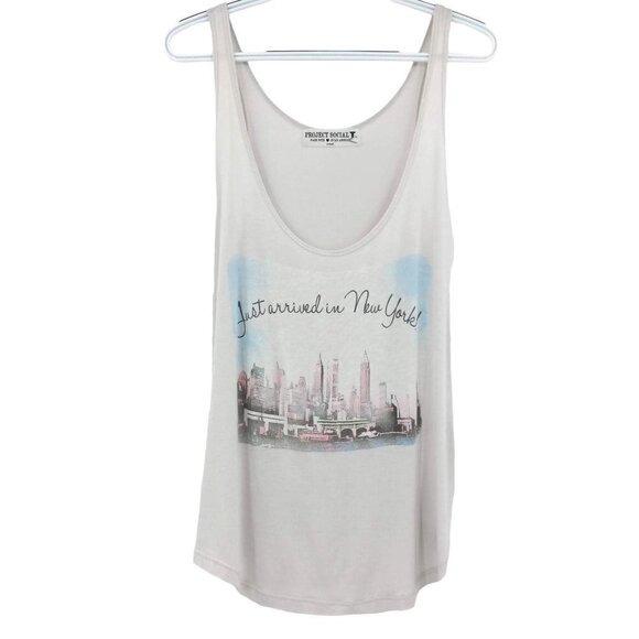 Project Social T Just Arrived In New York Graphic Tank Top Gray Boho Beach XS - Picture 1 of 5